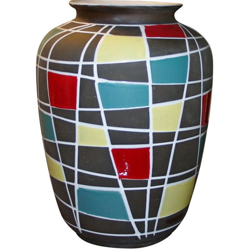 Vintage Vase aus farbiger Keramik von Scheurich, Deutschland 1950