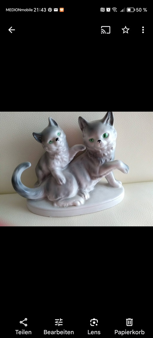 Carl Scheidig Gräfenthal vieille figurine en porcelaine chats