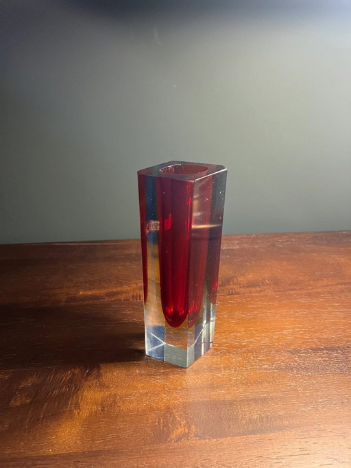 Faceted Murano glass Sommerso vase by Flavio Poli, Italy 1970s in top condition