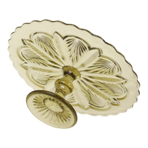 Fuente para pasteles Art Déco, fuente para repostería, vidrio prensado, 27 cm. – Accesorios de mesa, Glass (photo 5 of 11)