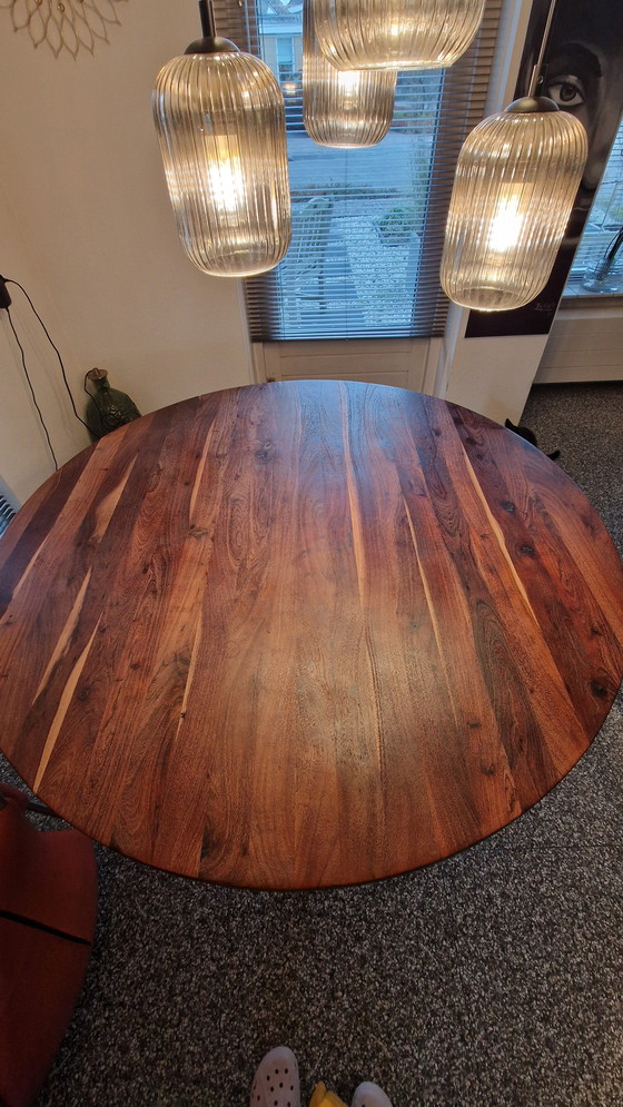 Image 1 of Dining Table with 6 Leather Chairs