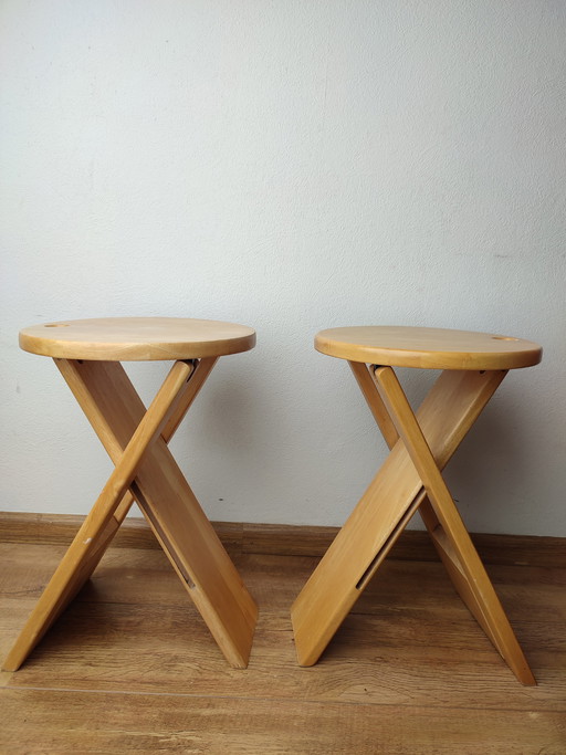 Stool Suzy Adrian Reed wood foldable and wall-mountable 2 x Princess Design '80