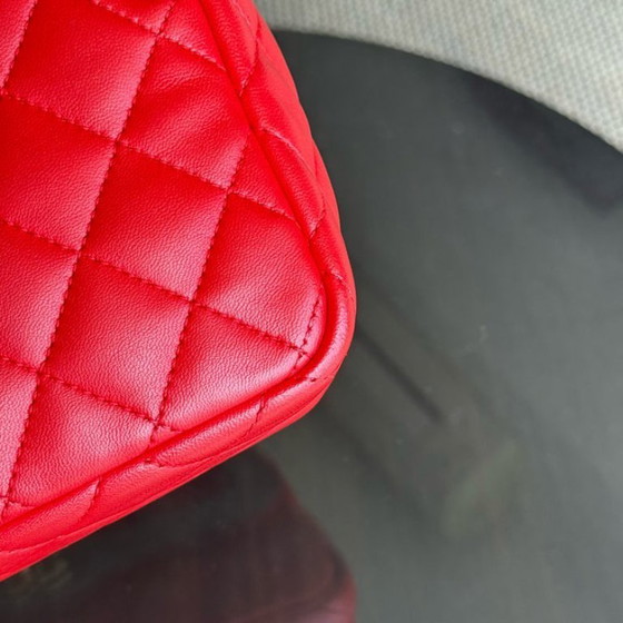 Image 1 of Chanel Seasonal Flap Two-Tone Quilted Lambskin Red Grey GHW No 23