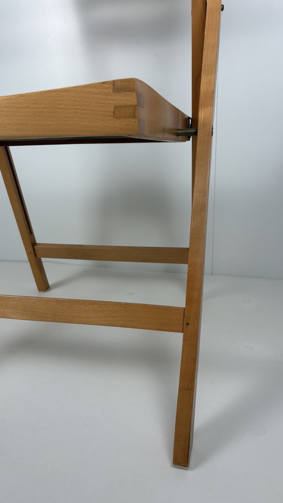 Image 1 of Vintage Japandi bistro folding chair wood 70s slatted seat