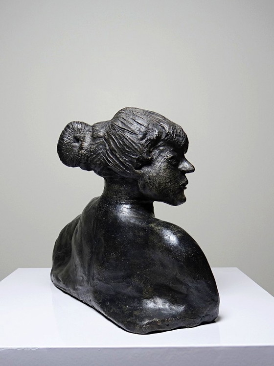 Image 1 of Buste de femme céramique XXe artisanat d'art à identifier
