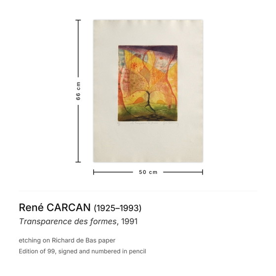 René Carcan, Gesigneerde ets, Transparantie van vormen, 1991 – Litho's & Zeefdrukken, Paper (photo 3 of 5)