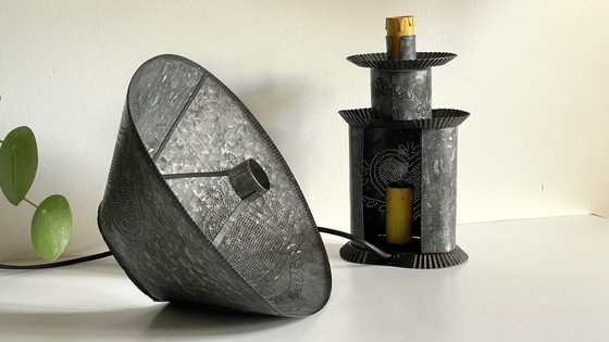 Image 1 of Vintage Zinc Heart Lamp
