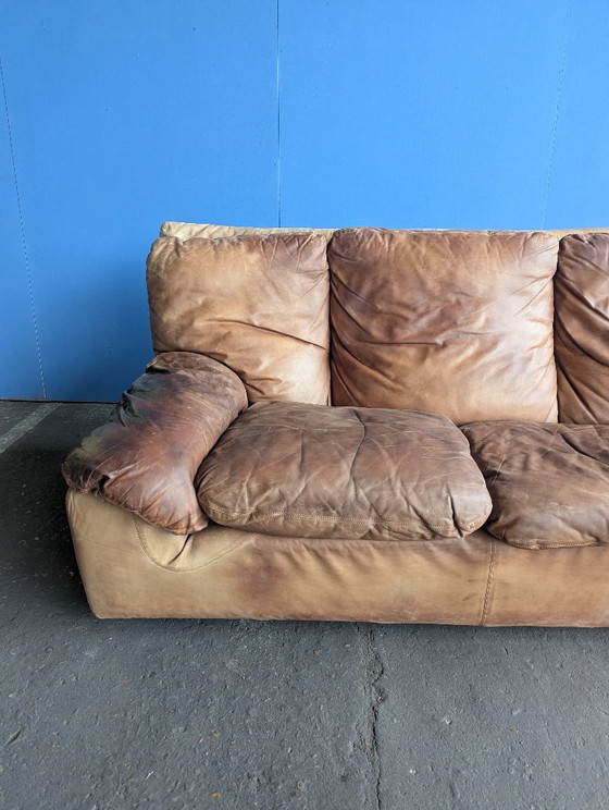 Image 1 of Canapé 3 places vintage en cuir italien, Brunati, années 1970