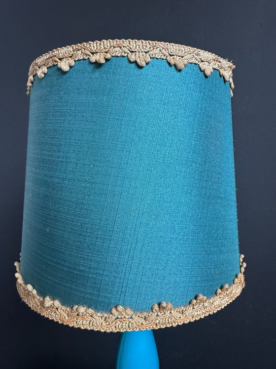 Lampe opaline turquoise laiton années 60, Verre (photo 12 sur 13)