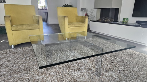 Square glass coffee table