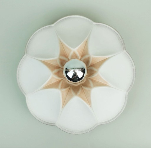 vintage ceramic ceiling light or wall lamp flower shape white grey rose 80s 90s
