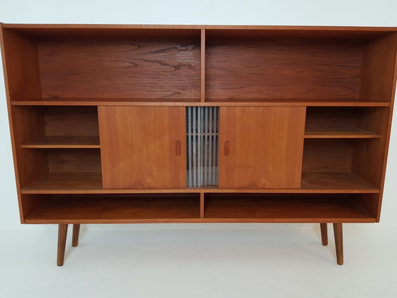 Vintage Danish wall cabinet | Sideboard cabinet | Wall unit teak – Wood, Glass (photo 8 of 15)