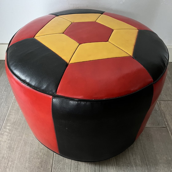 Image 1 of Prachtige vintage poef in meerdere kleuren leer