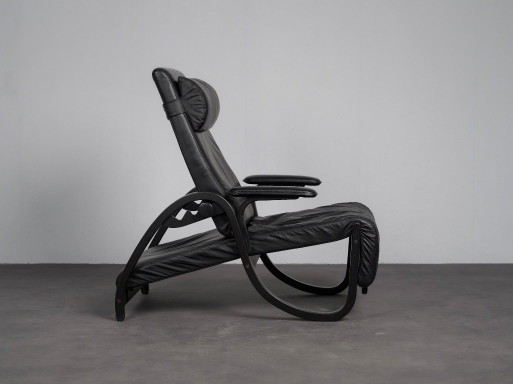 Fauteuil Sinus Lounge d'Ingmar Relling pour Westnofa, Norvège, années 1970 – Wood, Leather, Vintage (photo 2 of 9)