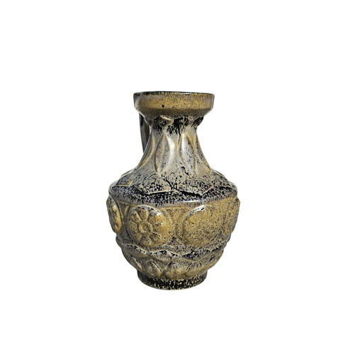 Jarrón Bay Keramik 77 17 con asa, jarrón Bodo Mans gris claro vintage de mediados de siglo