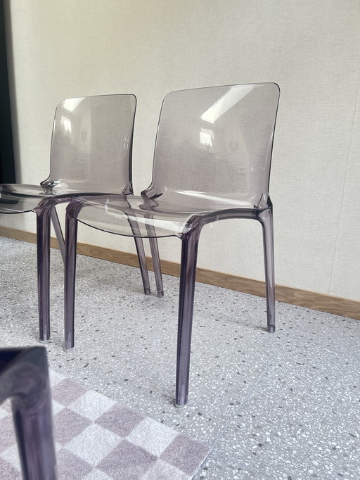 Set Of 4 Lilac Plexiglass Casprini Chairs Model Tiffany