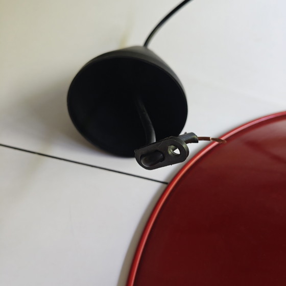 Image 1 of Lampada a sospensione vintage in metallo rosso Ø38 cm | Lampada a sospensione moderna scandinava