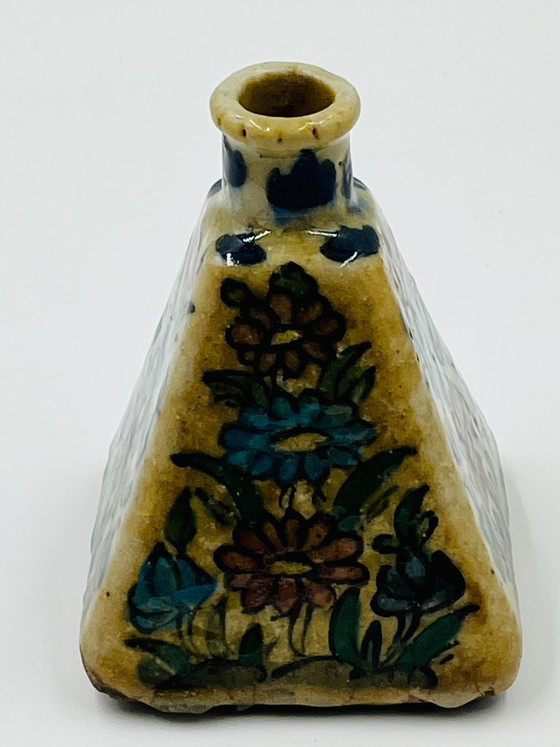 Image 1 of Antique Persian Ceramic Flask, Qajar Period, Islamic Art, 19th Century