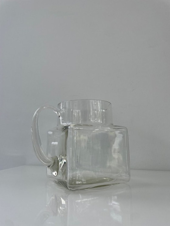 Image 1 of Jarra de cristal de diseño, forma cúbica, 1,5 L, soplada a mano.