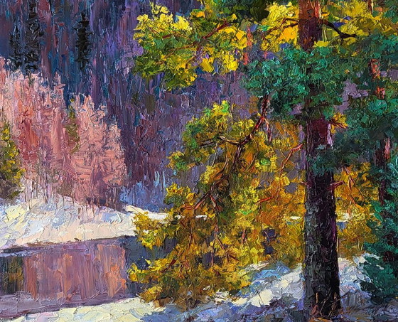 Original Oil Painting Winter Forest Landscape It Snowed in the Mountains – Paintings & Drawings, Canvas (photo 8 of 8)