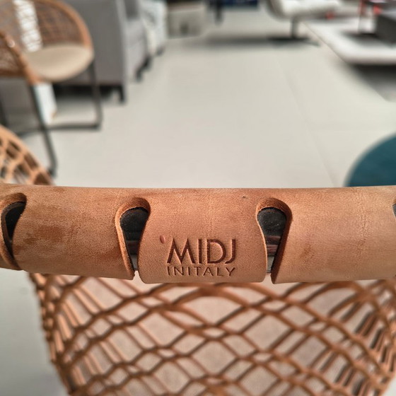 Midj dining chair, light brown leather and metal, Textile, Modern (photo 5 of 6)