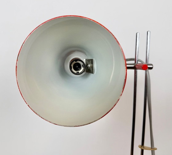 Vintage Red Table Lamp by Josef Hůrka for Lidokov, 1960s – Iron, Chrome (photo 11 of 21)
