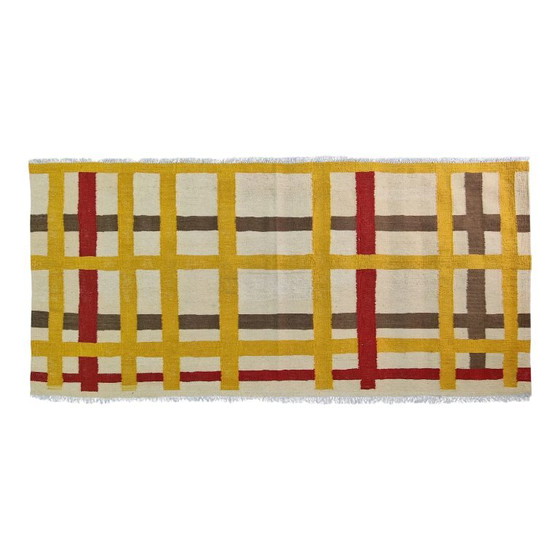 Piet Mondrian New York City Loper | Handgeweven Wol op Katoen | Kunst Gangloper | 26 × 67 inch 65 x 170 cm (photo 2 of 10)