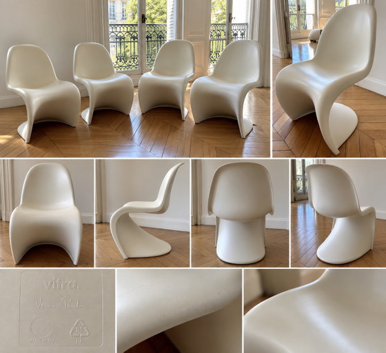 Lot De 4 Chaises Panton Chair Vitra – Verner Panton – Blanches – Chaises de salle à manger, Plastic (photo 2 of 6)