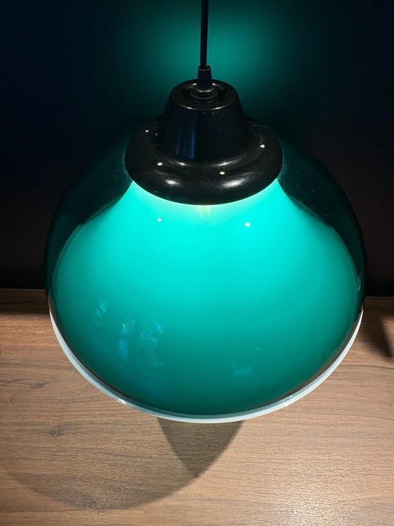 Massive lampe à suspension verte vintage – Plastique (photo 4 of 9)