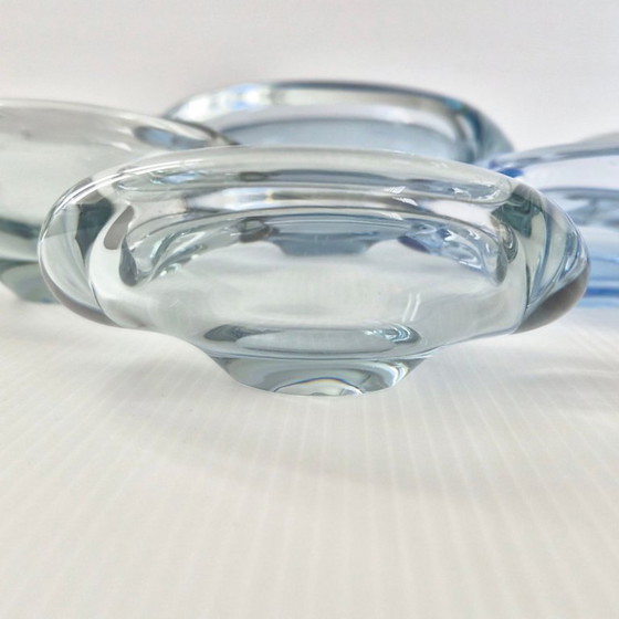 Image 1 of SET DE 7 CENDRIERS VINTAGE 1950 EN VERRE SERIE AKVA DE PER LUKTEN HOLMEGAARD