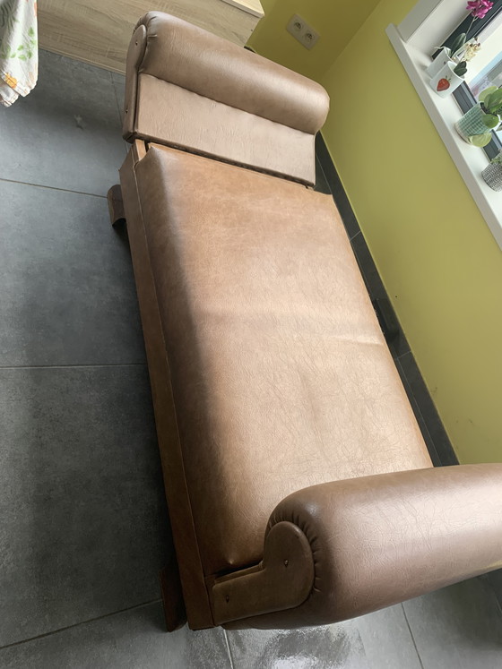 Image 1 of Vintage retro tweezitbank / loveseat in cognac kunstleer