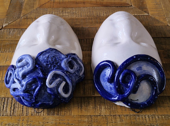 Image 1 of Ensemble de sculptures en céramique émaillée d'Italie.