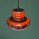 Lampe suspendue vintage Herda rouge/marron en céramique. Lampe pendante en lave grasse. Diamètre 20 cm. Lampe rétro. Lampe ovni.