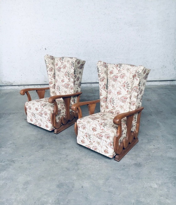 Image 1 of Ensemble de fauteuils à oreilles haut de style début XXe siècle