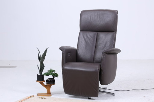 Vintage Ewald Schillig Fernsehsessel Modell Moviestar | Retro Relaxsessel mit Armlehnen | Mid Century Lounge Chair Leder #07-20