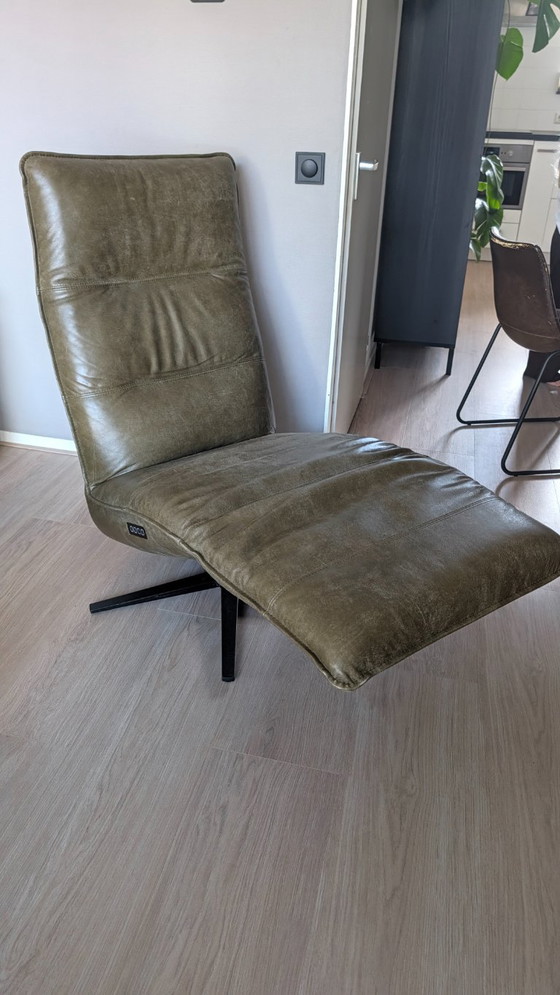 Macumba relaxfauteuil in olive green leather, Adjustable recliner chair, Metal, Modern (photo 2 of 5)