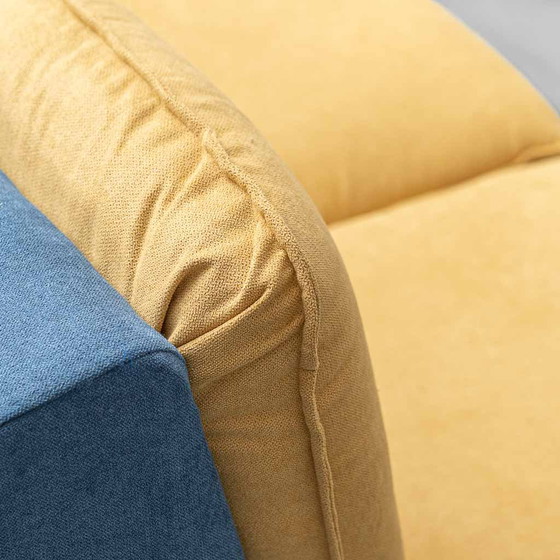 Canapé modulaire vintage 3 places en tissu bicolore – Années 70 – Sofas (photo 7 of 8)