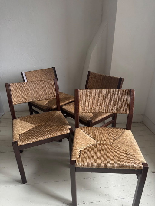 4 sedie vintage in wengé