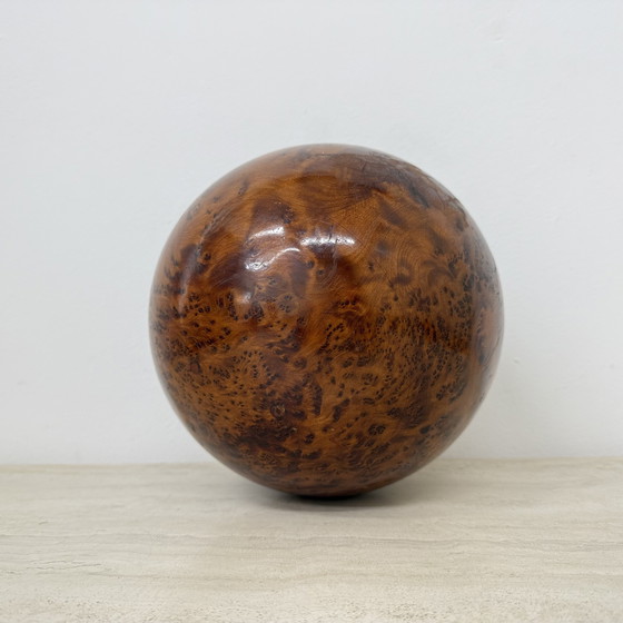 Image 1 of Large antique burl wood ball decorative wooden ball