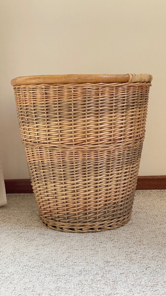 Grande cesto vintage in vimini e legno – Oggetti decorativi, Rattan (photo 3 of 15)