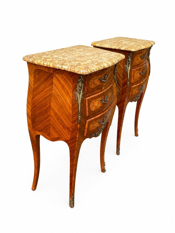 Paire de table de chevet style Louis XV en Bois de Rose – Tables de nuit, Wood, Marble (photo 6 of 10)