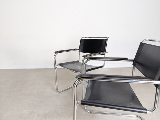 Image 1 of Set van 5 Thonet S34 Midcentury Cantilever stoelen Mart Stam Leer