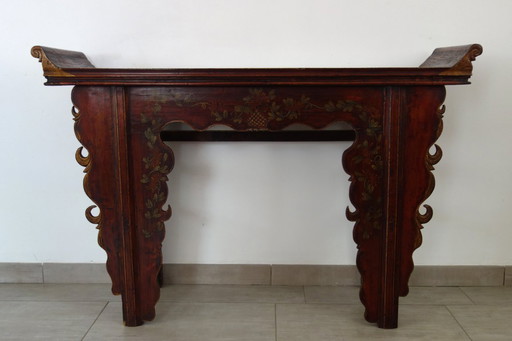 Antique decorated altar console table, China, early 20th century