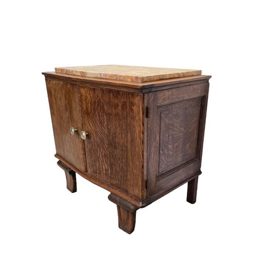 Image 1 of Art Deco bedside table with marble top