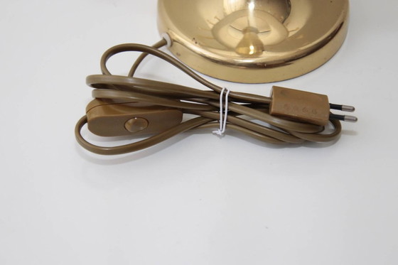 Image 1 of Table lamp, brass, textile, fringe, art glass beads, 90s vintage