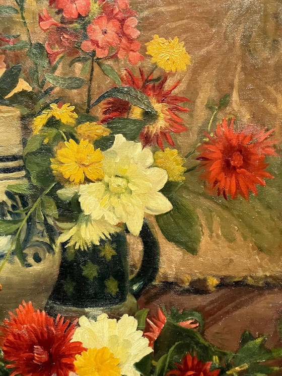 Karel Jongelinghs ( ) “Stilleven met bloemen”. – Schilderijen & Tekeningen, Canvas (photo 5 of 8)
