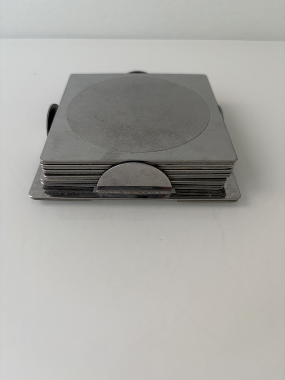 Ikea Groggy coasters (6 pieces) in holder – IKEA Vintage Design Classics, Table accessories, rvs (photo 10 of 14)