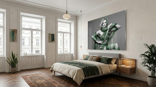 Luxus Wandkunst: Sinnliches Frauenportrait als Fine Art Fotografie auf Acrylglas 180 × 105 cm