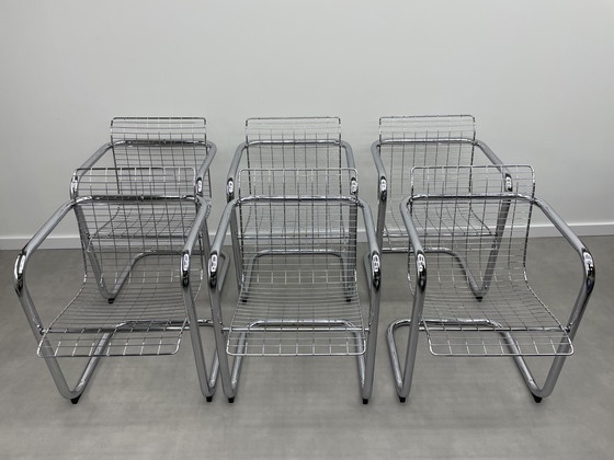 Image 1 of Set of 6 vintage wire steel chairs