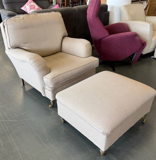 Poltrona classica inglese con poggiapiedi – stile Howard/Duresta – fauteuils, Textile (photo 2 of 5)